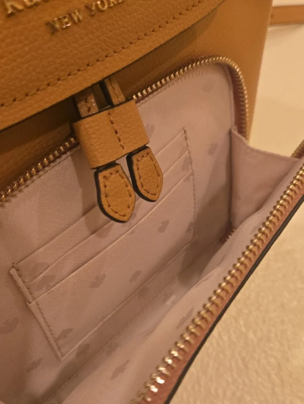 kate spade Tan Leather Small Backpack with Front Zip Pocket